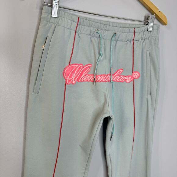 When Smoke Clears Women's Sweatpants Embroidered Light Blue Medium Streetwear M - Picture 2 of 9